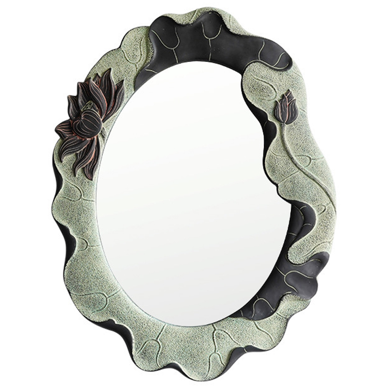 Зеркало Mirror Lotus Flowers oval Графит Зеленый шалфей Зеркало Mirror Lotus Flowers oval Графит Зеленый шалфей в Орле | Loft Concept