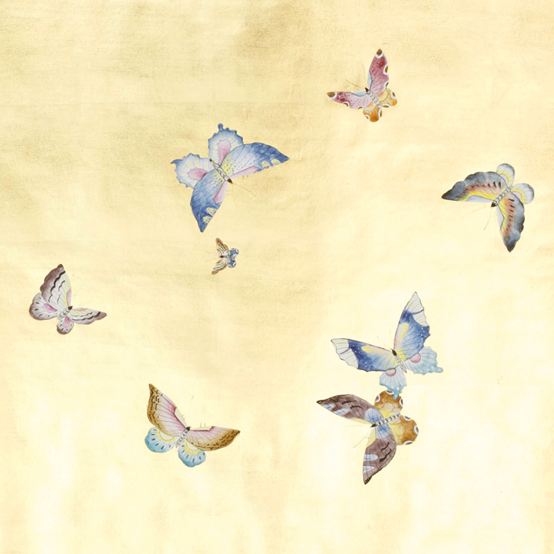 Обои ручная роспись Butterflies Special Colourway on Deep Rich Gold gilded paper Обои ручная роспись Butterflies Special Colourway on Deep Rich Gold gilded paper в Орле | Loft Concept