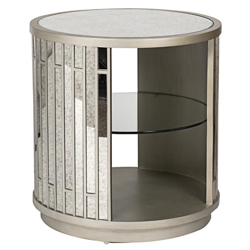 Тумба круглая Mirror Blocks Nightstand Черный Серебряный Тумба круглая Mirror Blocks Nightstand Черный Серебряный в Орле | Loft Concept