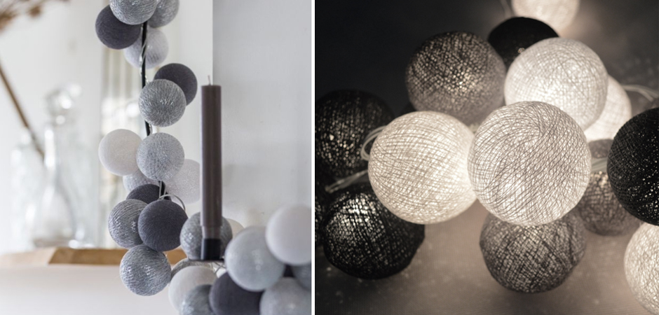 Гирлянда хлопковые фонарики Сotton Ball Silver Mix - Loft-Concept в Орле