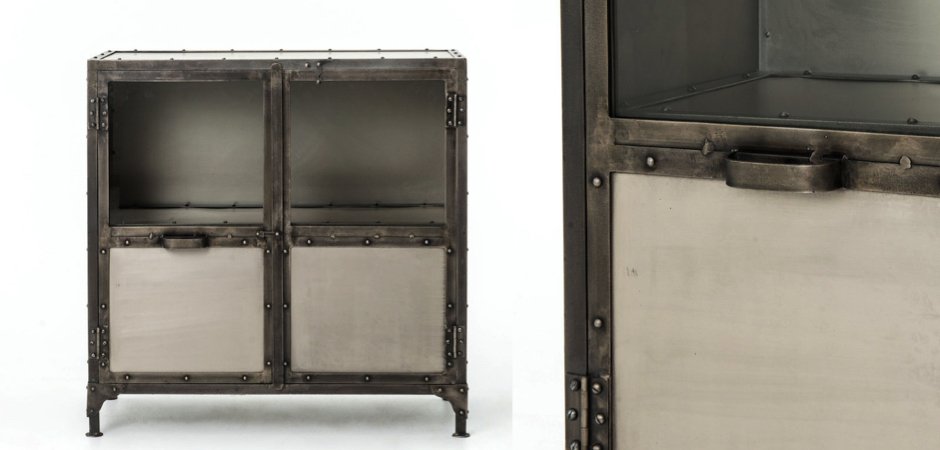 Комод металлический Industrial Steampunk Nickel 2 Door Cabinet Комод металлический Industrial Steampunk Nickel 2 Door Cabinet - Loft-Concept в Орле