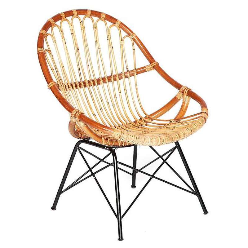Кресло Rattan Wicker Chair Red Carcass Древесина Черный в Орле | Loft Concept 
