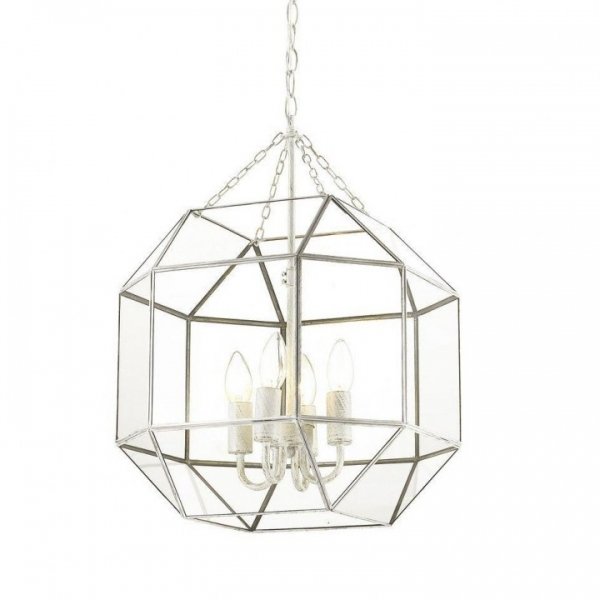 Подвесной светильник Glass & Metal Cage Pendant White 4 Белый Подвесной светильник Glass & Metal Cage Pendant White 4 Белый в Орле | Loft Concept