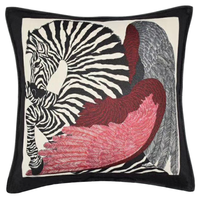 Декоративная подушка Hermes Zebra 25 Черно-белый Красный Декоративная подушка Hermes Zebra 25 Черно-белый Красный в Орле | Loft Concept