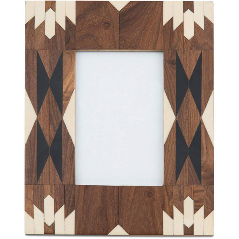 Фоторамка кость Brown Indian Wood Bone Inlay photo frame Бежевый Коричневый Фоторамка кость Brown Indian Wood Bone Inlay photo frame Бежевый Коричневый в Орле | Loft Concept