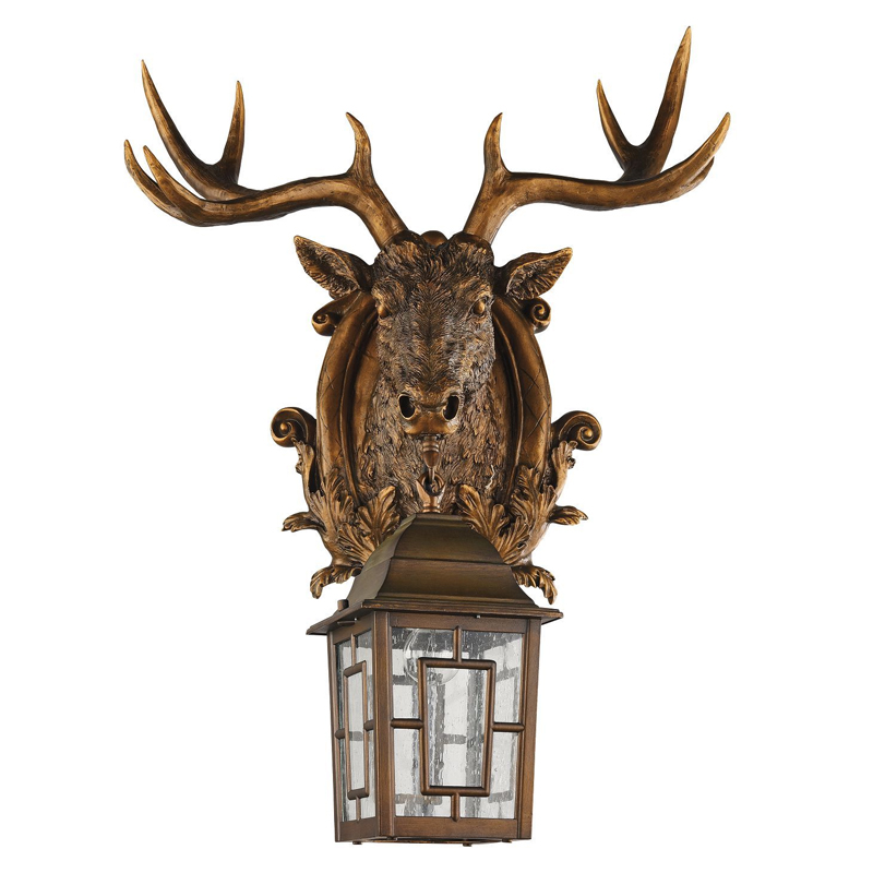 Коричневый уличный светильник с головой лося ANIMAL LANTERN Коричневый Прозрачный в Орле | Loft Concept 