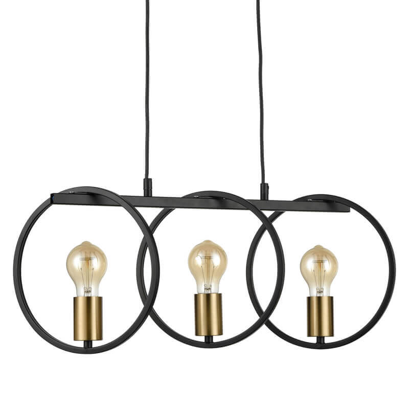 Люстра Loft Rings Ligh 3 Черный Золотой в Орле | Loft Concept 
