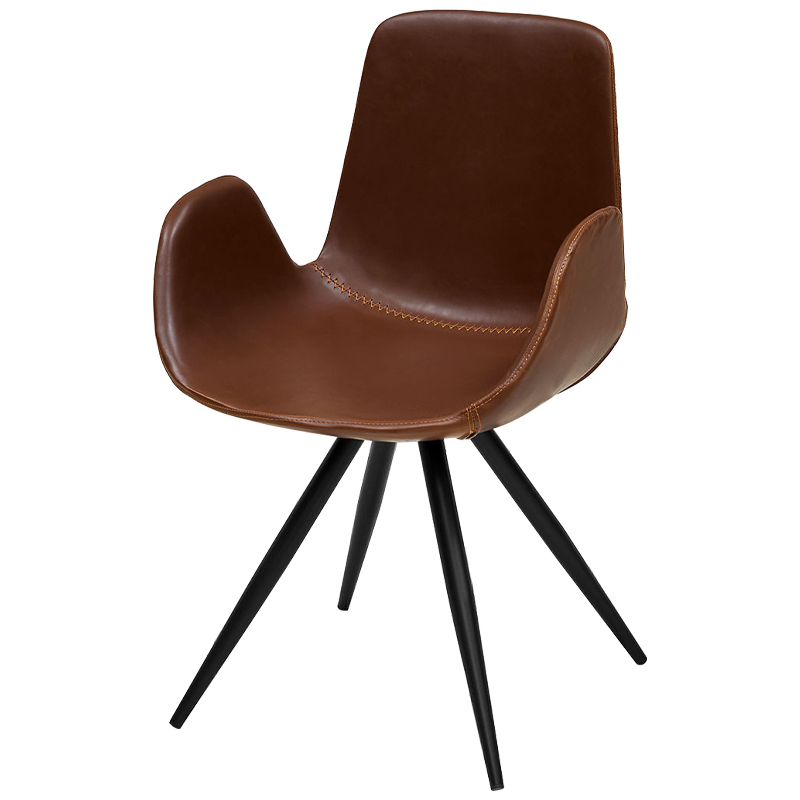 Стул коричневый с обивкой из эко-кожи Leigh Chair Коричневый Черный Стул коричневый с обивкой из эко-кожи Leigh Chair Коричневый Черный в Орле | Loft Concept