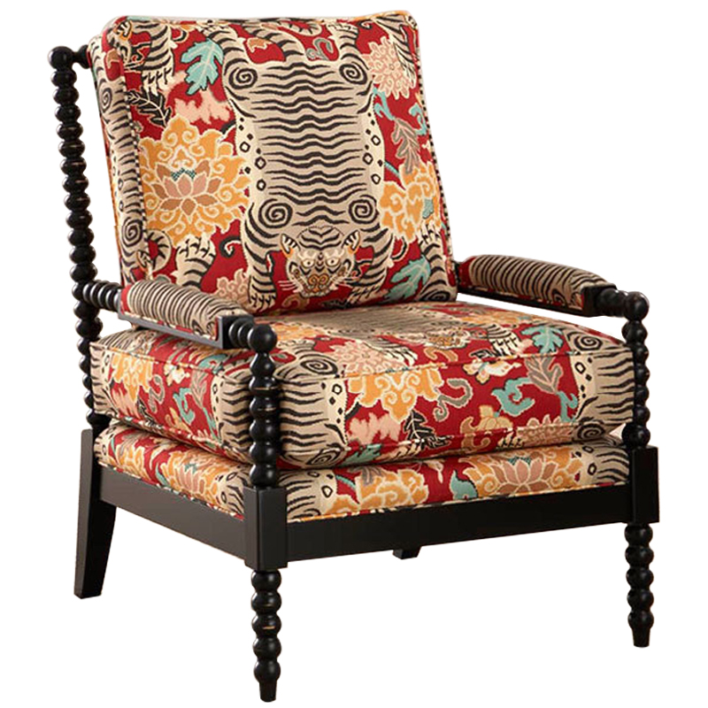 Кресло Tibetan Tiger Armchair Красный Бежевый Бирюзовый Черный Кресло Tibetan Tiger Armchair Красный Бежевый Бирюзовый Черный в Орле | Loft Concept
