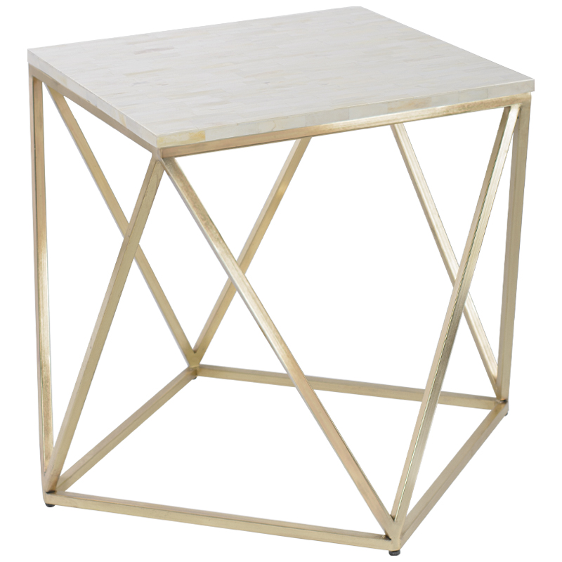 Кофейный Стол Bone Inlay Geometry Белый Золотой Кофейный Стол Bone Inlay Geometry Белый Золотой в Орле | Loft Concept