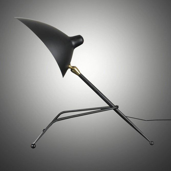 Настольная лампа Serge Mouille Tripod Desk Lamp Черный Настольная лампа Serge Mouille Tripod Desk Lamp Черный в Орле | Loft Concept
