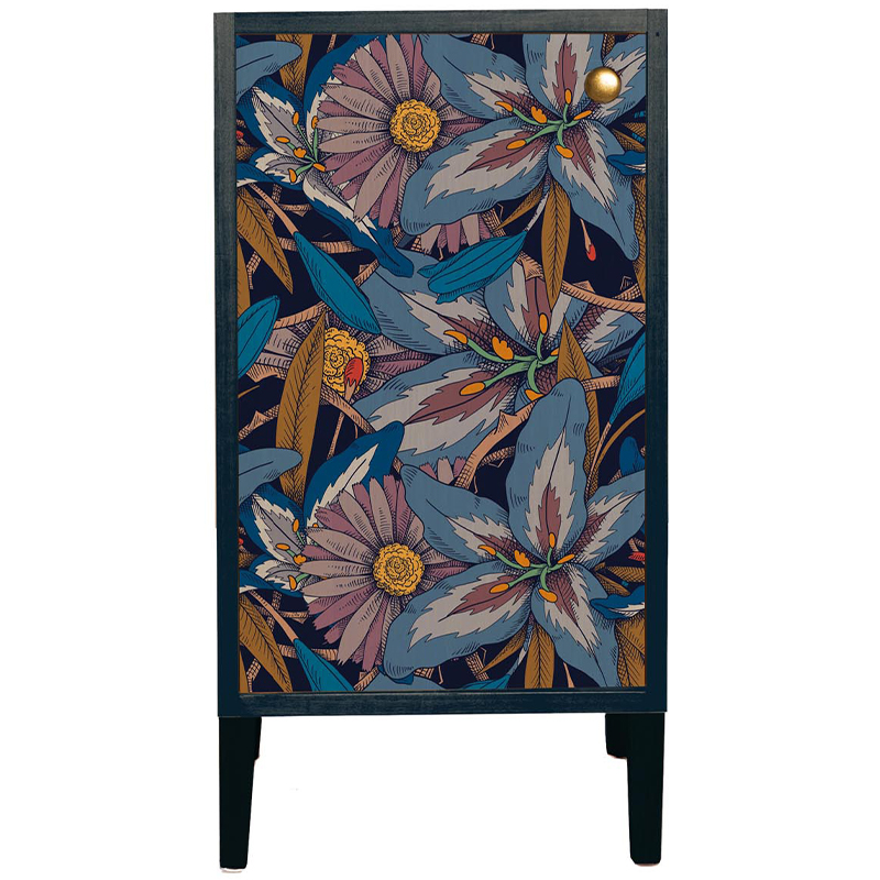 Шкаф с цветочным изображением Blue Floral Print Cabinet Синий Мульти Шкаф с цветочным изображением Blue Floral Print Cabinet Синий Мульти в Орле | Loft Concept