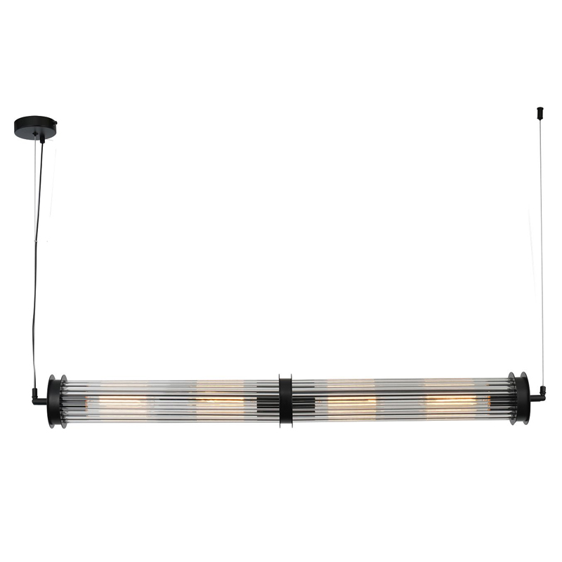 Люстра с рифленым плафоном Glass Tube Black Черный Прозрачный Люстра с рифленым плафоном Glass Tube Black Черный Прозрачный в Орле | Loft Concept