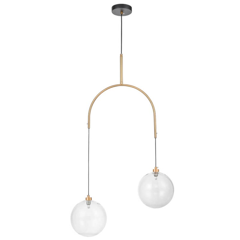 Люстра Two Hanging Ball Chandelier Золотой Прозрачный Черный Люстра Two Hanging Ball Chandelier Золотой Прозрачный Черный в Орле | Loft Concept