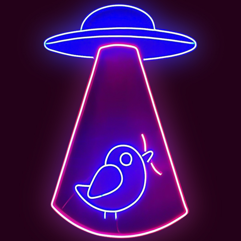 Неоновая настенная лампа UFO and Bird Neon Wall Lamp Синий Лиловый Неоновая настенная лампа UFO and Bird Neon Wall Lamp Синий Лиловый в Орле | Loft Concept