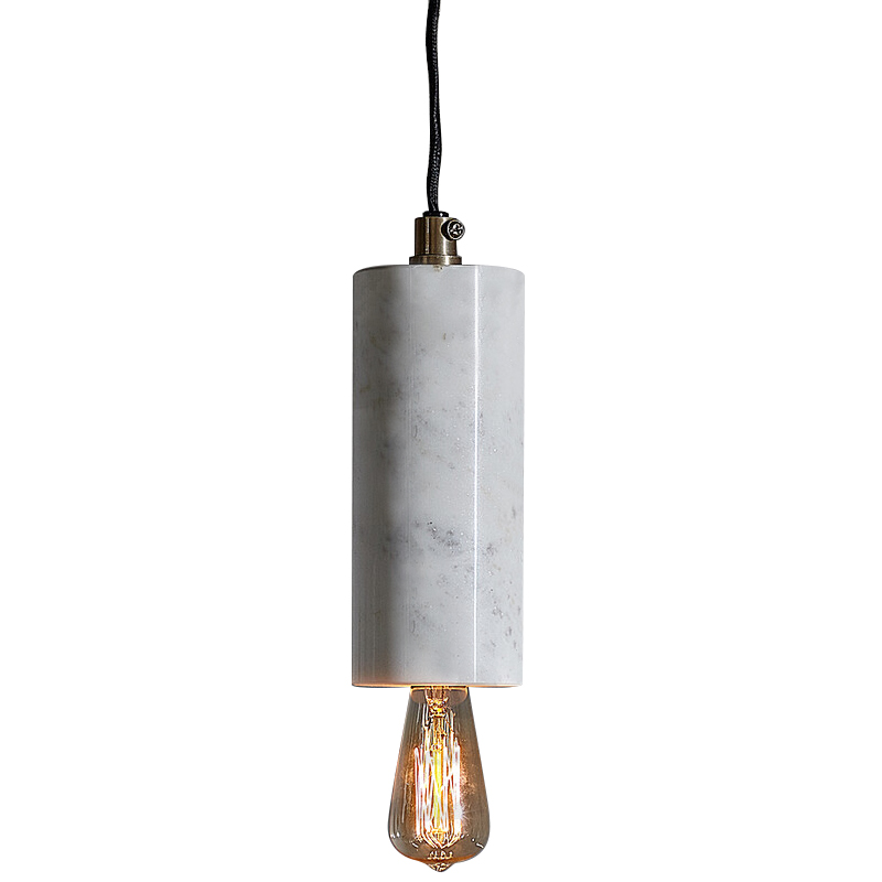Подвесной светильник Shaw Cylinder Marble Hanging Lamp Белый Мрамор Bianco Черный в Орле | Loft Concept 