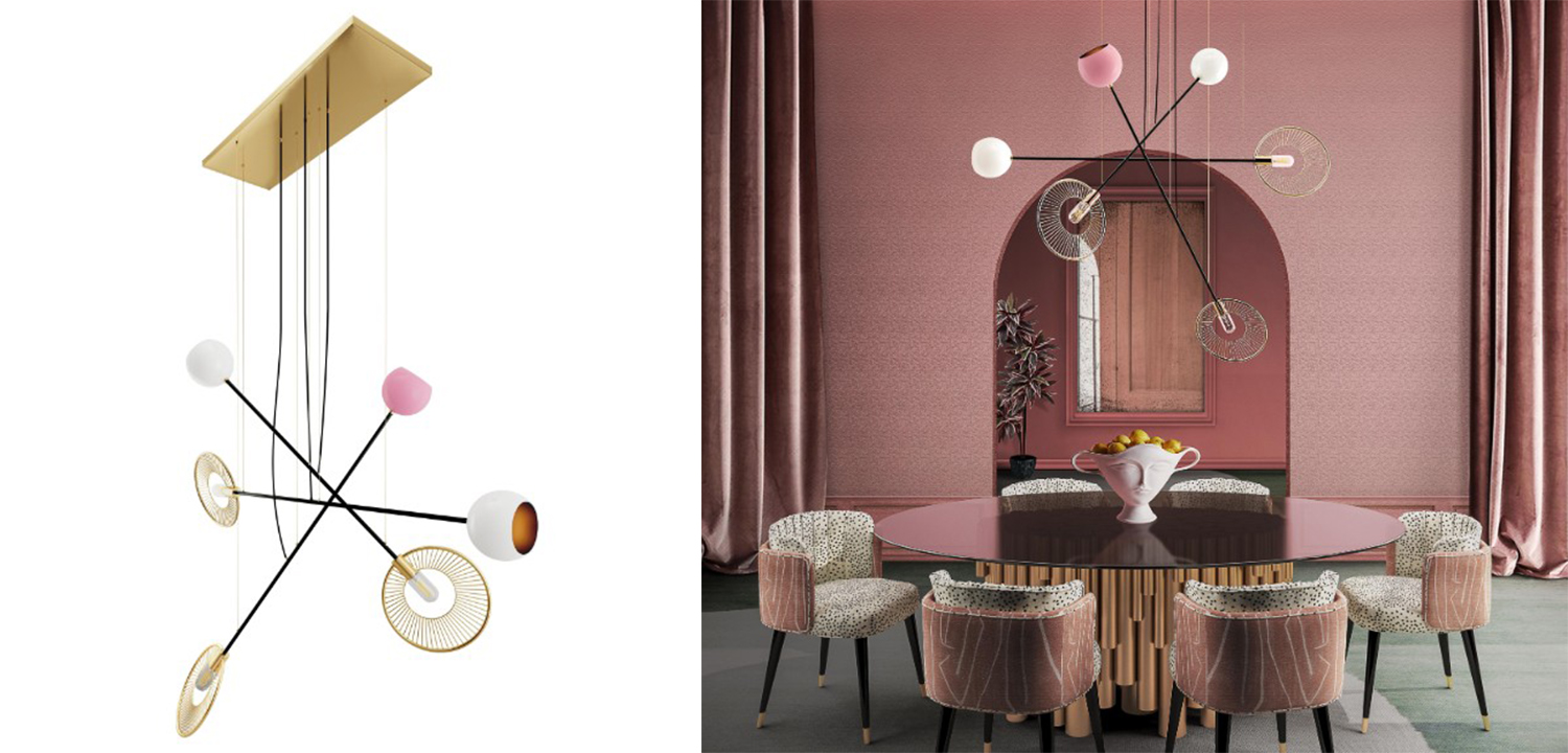 Дизайнерская Люстра Melrose Suspension Lamp Brass Aluminum Lacquered - фото