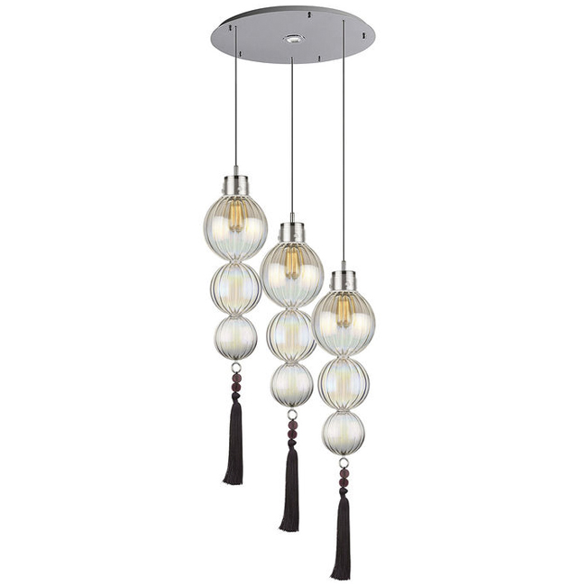Люстра Heathfield Lighting - Medina Circle 3 Chandelier Хром Латунь Прозрачный Коричневый Голубой в Орле | Loft Concept 