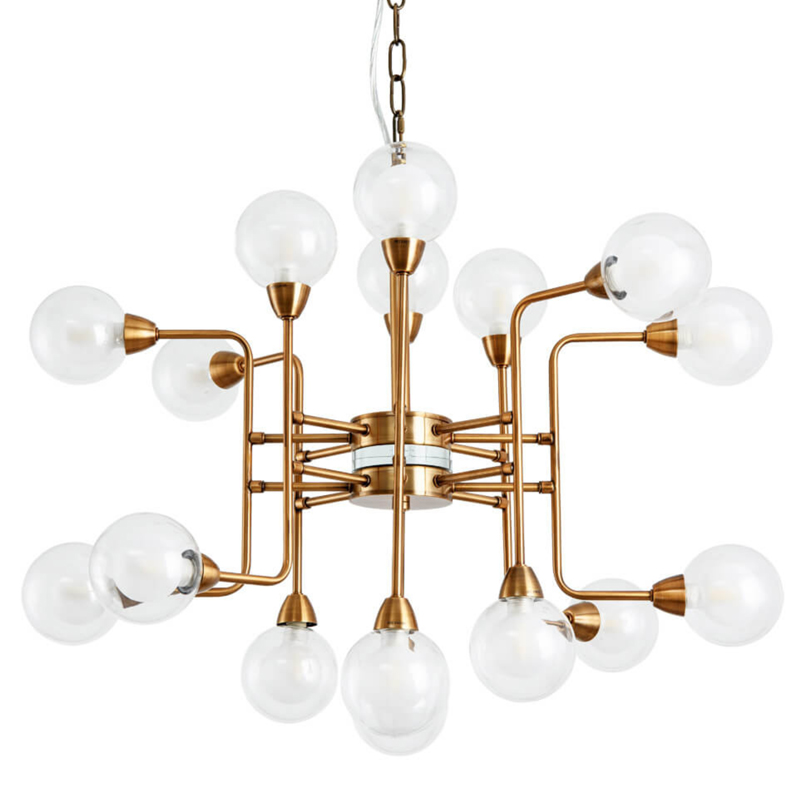 Люстра Bistro Globe Milk Chandelier 16 Прозрачный белый Латунь Люстра Bistro Globe Milk Chandelier 16 Прозрачный белый Латунь в Орле | Loft Concept