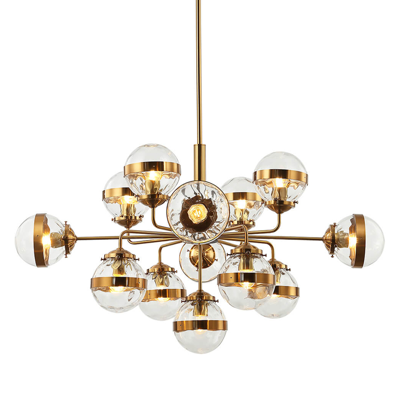 Люстра Greyson Chandelier 13 lamp Глянцевое золото Прозрачный в Орле | Loft Concept 