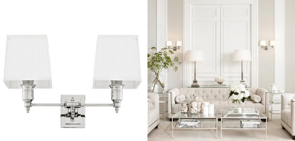 Бра Wall Lamp Lexington Double Nickel+White Бра Wall Lamp Lexington Double Nickel+White - Loft-Concept в Орле