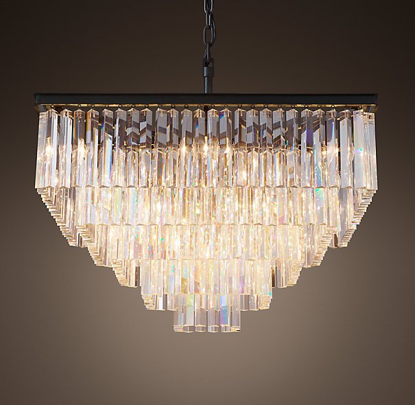 Люстра RH 1920s Odeon Clear Glass Fringe Chandelier - 5 square Черный в Орле | Loft Concept 