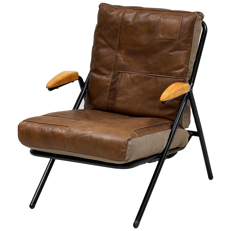 Дизайнерское кожаное кресло в стиле Лофт Bronwyn Leather Armchair Коричневый Черный Древесина Дизайнерское кожаное кресло в стиле Лофт Bronwyn Leather Armchair Коричневый Черный Древесина в Орле | Loft Concept
