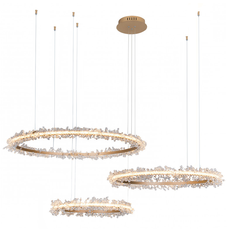 Люстра Crystal round chandelier Люстра 3 кольца Матовое Золото Прозрачный матовое золото Люстра Crystal round chandelier Люстра 3 кольца Матовое Золото Прозрачный матовое золото в Орле | Loft Concept