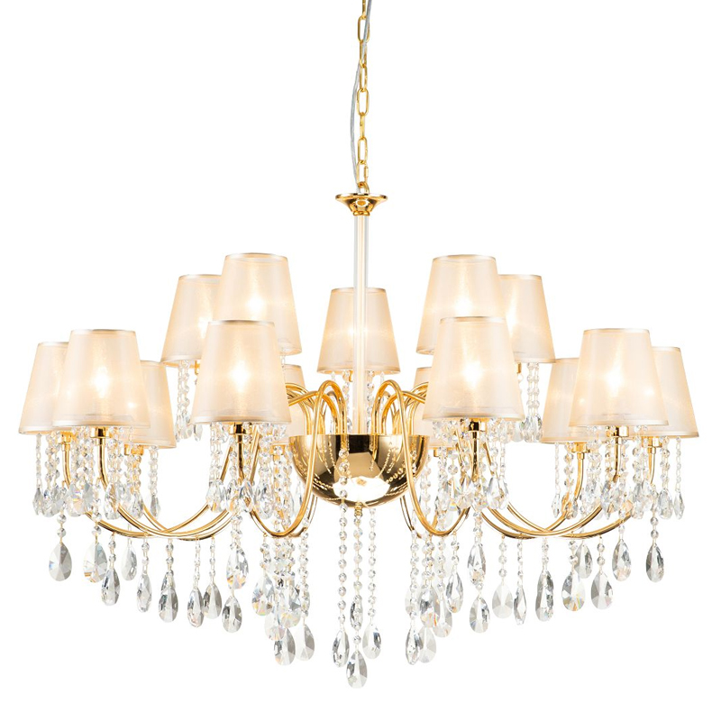 Двухъярусная люстра золотого цвета с хрустальным декором Dainty Light Золотой Янтарный Двухъярусная люстра золотого цвета с хрустальным декором Dainty Light Золотой Янтарный в Орле | Loft Concept