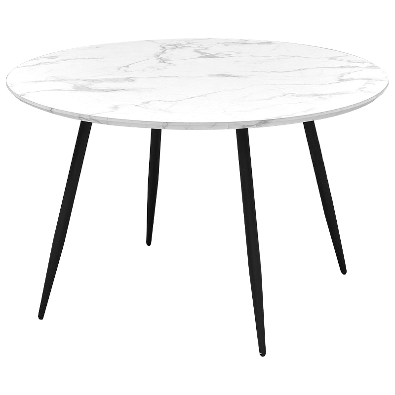 Стол круглый Calvert Table белая столешница с рисунком под мрамор Белый Черный Стол круглый Calvert Table белая столешница с рисунком под мрамор Белый Черный в Орле | Loft Concept