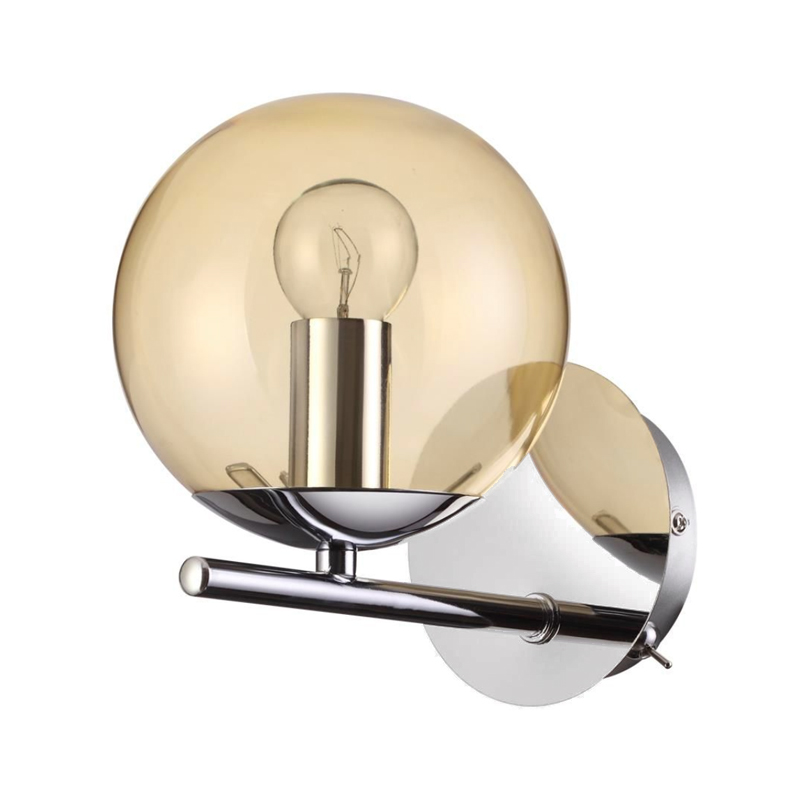 Бра Bolle Hanging Lamp Amber Хром Янтарь (Amber) Бра Bolle Hanging Lamp Amber Хром Янтарь (Amber) в Орле | Loft Concept