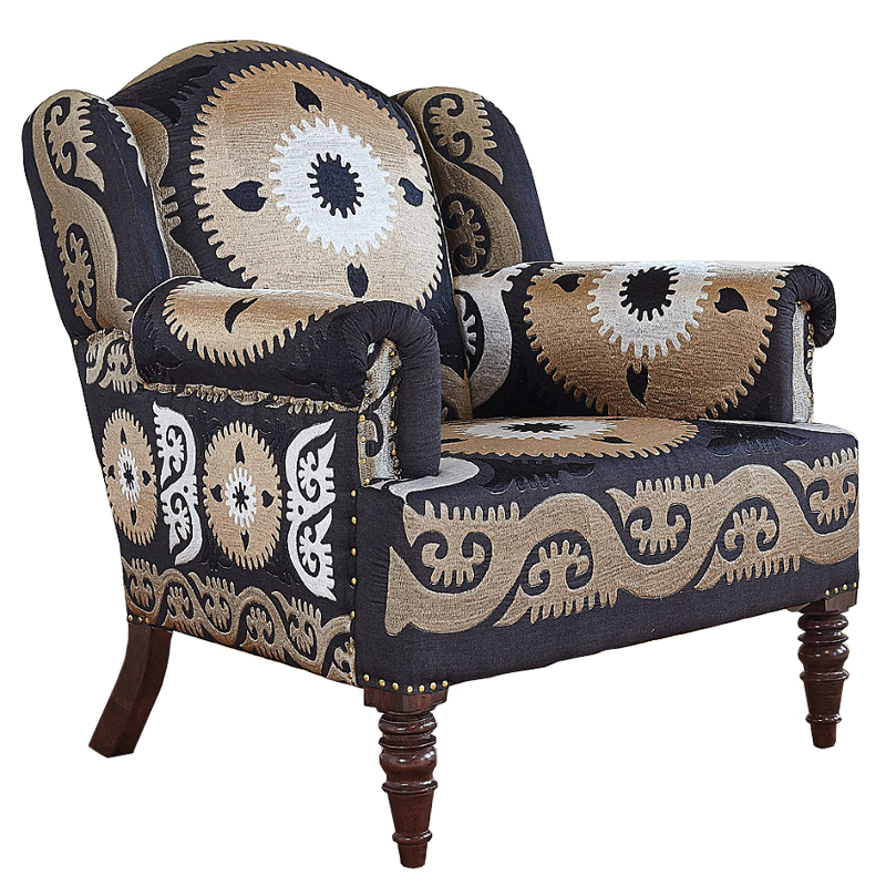 Armchair Mandala Beige Ornament Бежевый Черный Armchair Mandala Beige Ornament Бежевый Черный в Орле | Loft Concept