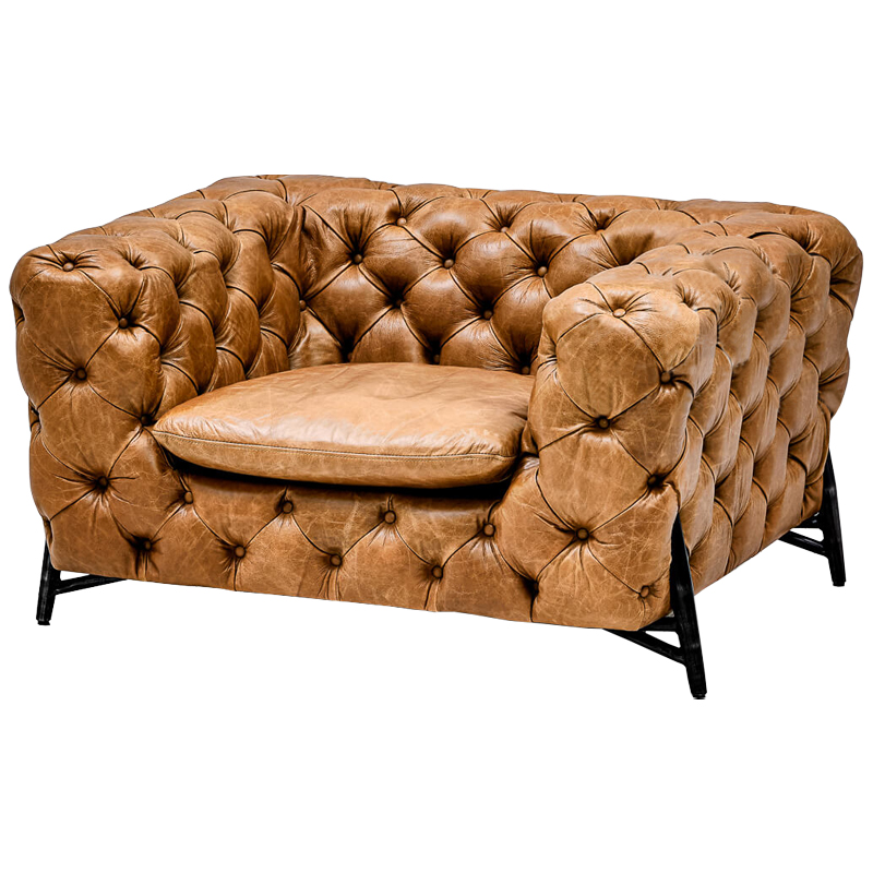 Кресло Hendrica Capitone Chair Карамель Черный Кресло Hendrica Capitone Chair Карамель Черный в Орле | Loft Concept