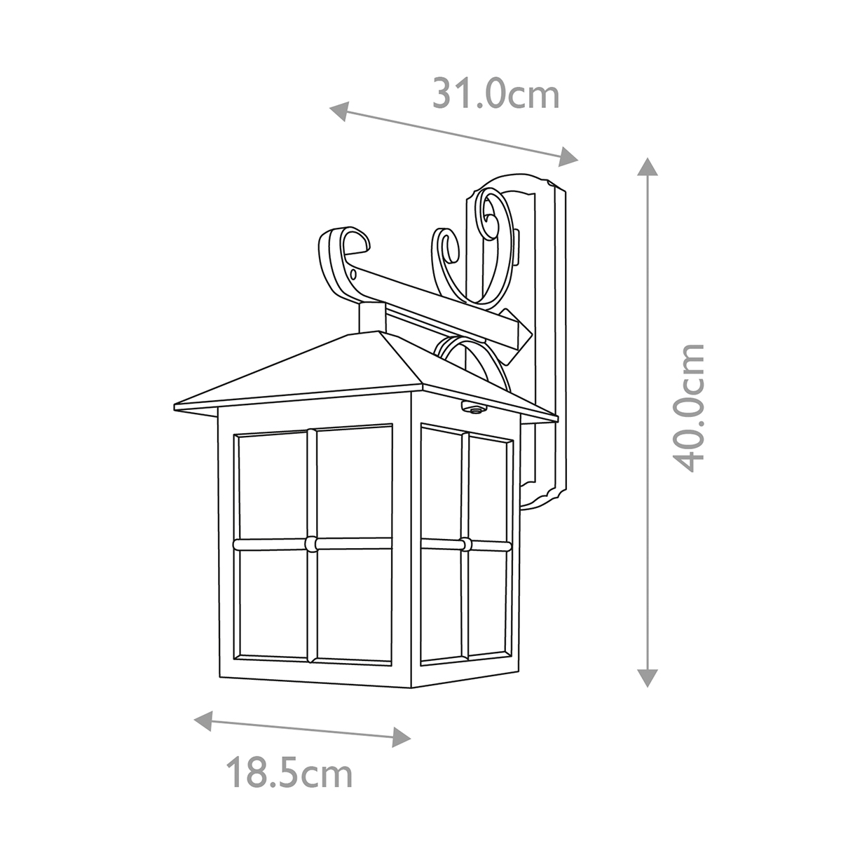 Настенный фонарь черного цвета в форме фонаря с решетчатым плафоном и фактурным стеклом Elstead Lighting в Орле