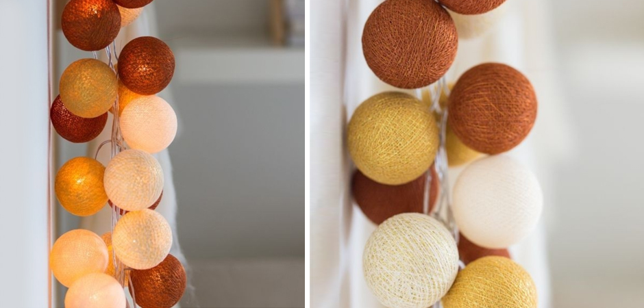 Гирлянда хлопковые фонарики Сotton Ball Gold-Copper - Loft-Concept в Орле