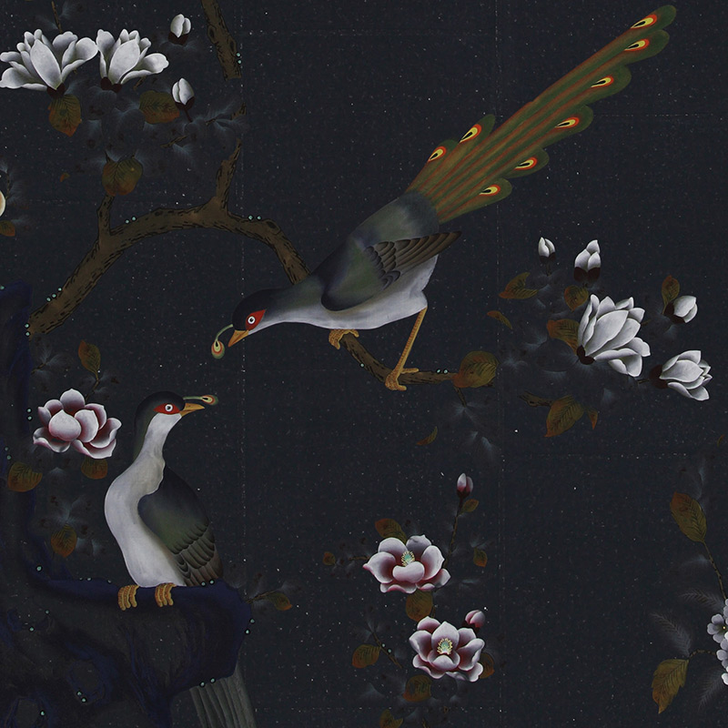 Обои шинуазри Japanese Garden Original colourway on Pitch India tea paper Обои шинуазри Japanese Garden Original colourway on Pitch India tea paper в Орле | Loft Concept
