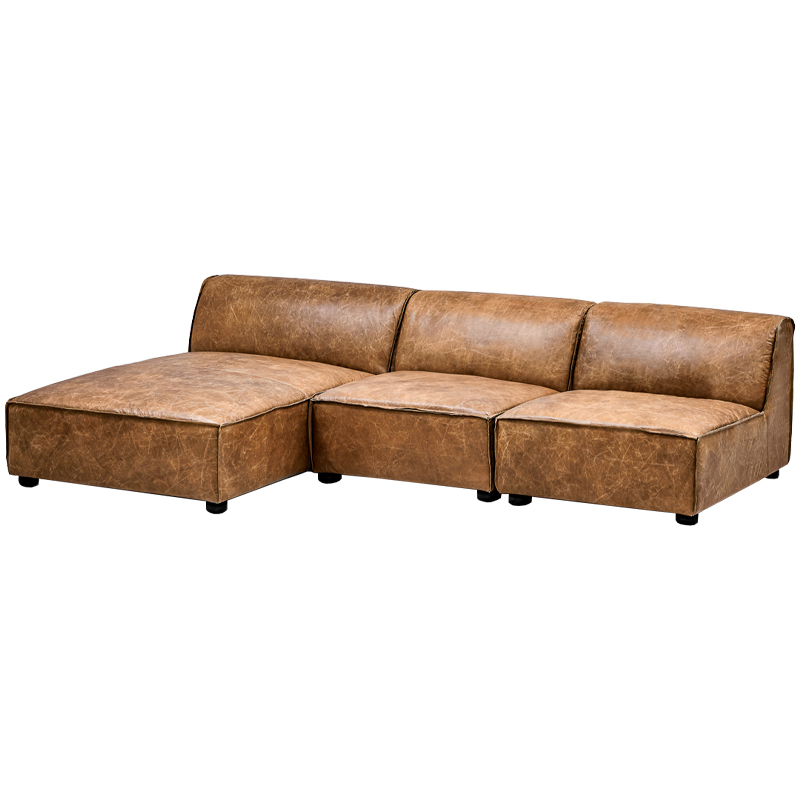 Диван Diehl Leather Sofa Карамель Хром Диван Diehl Leather Sofa Карамель Хром в Орле | Loft Concept