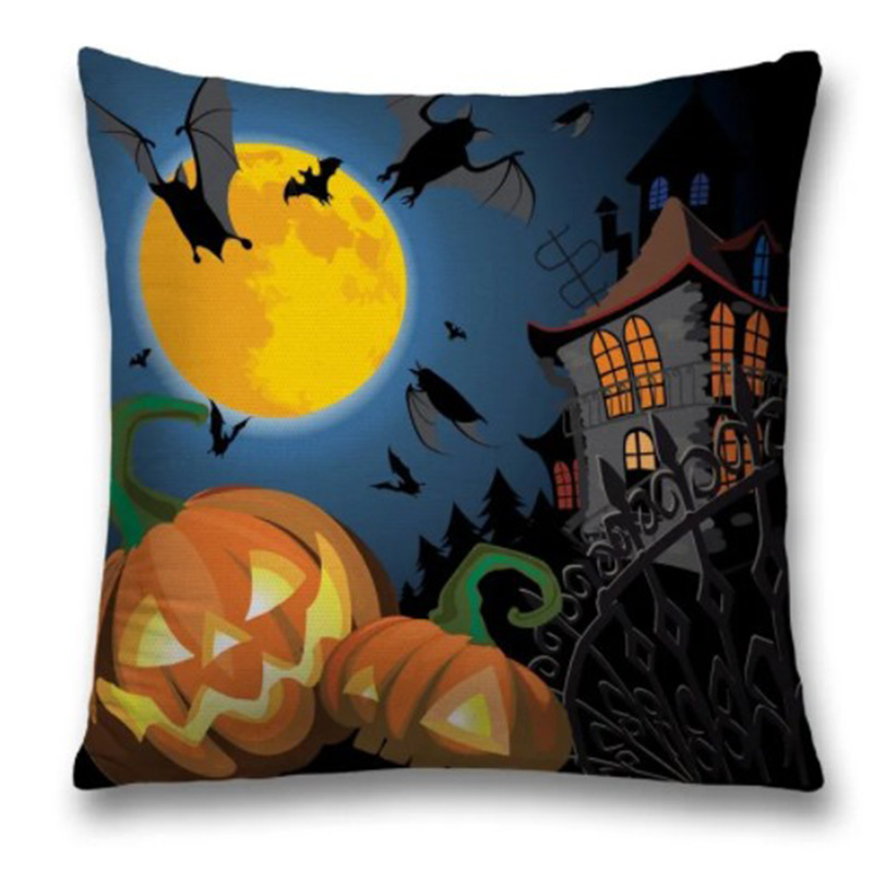 Подушка Halloween Spooky Night Черный Оранжевый Синий Подушка Halloween Spooky Night Черный Оранжевый Синий в Орле | Loft Concept
