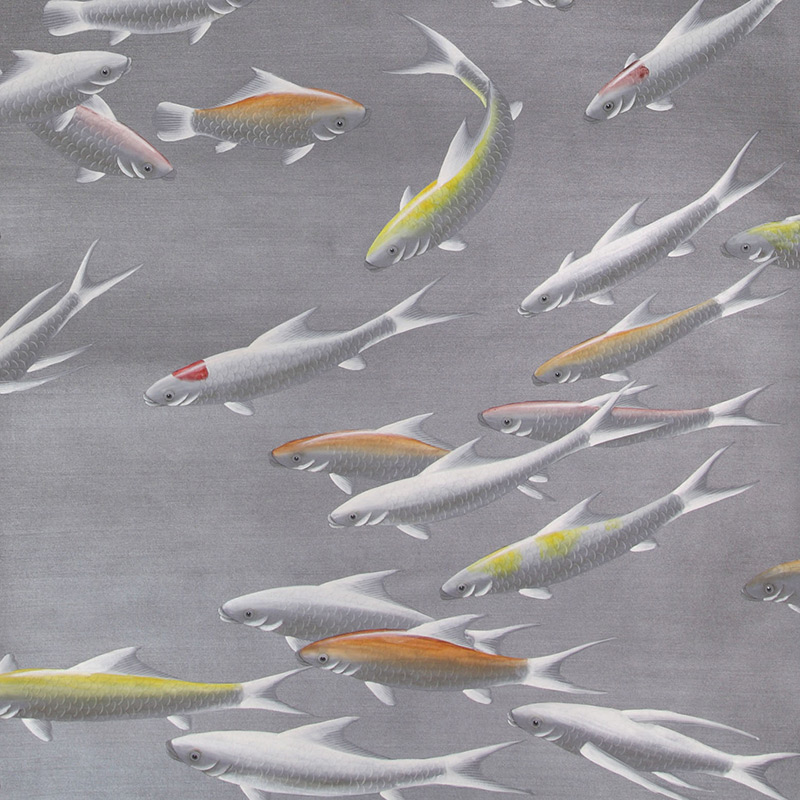 Обои ручная роспись Fishes Koi on Flash metallic Xuan paper  в Орле | Loft Concept 