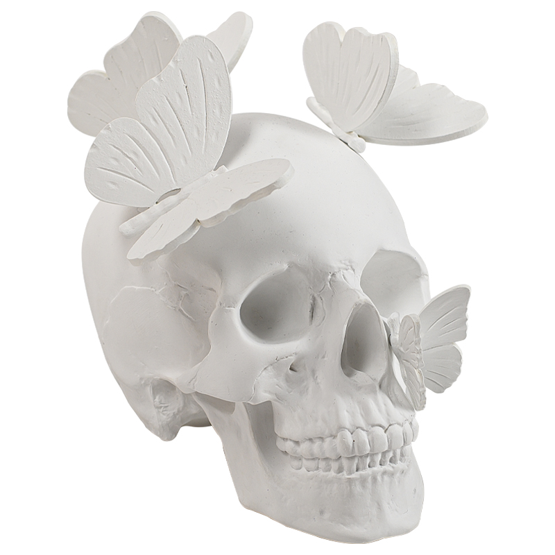 Статуэтка Skull with butterflies white Белый в Орле | Loft Concept 