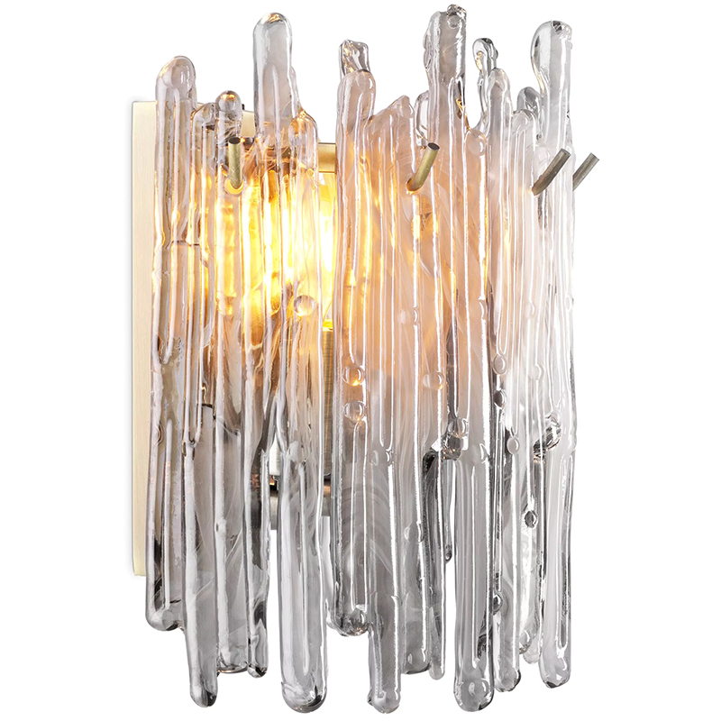 Бра Eichholtz Wall Lamp Saint Roch Single Латунь Прозрачное Стекло Серый в Орле | Loft Concept 