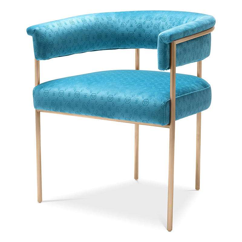 Стул Philipp Plein Dining Chair Monogram Голубой Голубой Золотой Стул Philipp Plein Dining Chair Monogram Голубой Голубой Золотой в Орле | Loft Concept