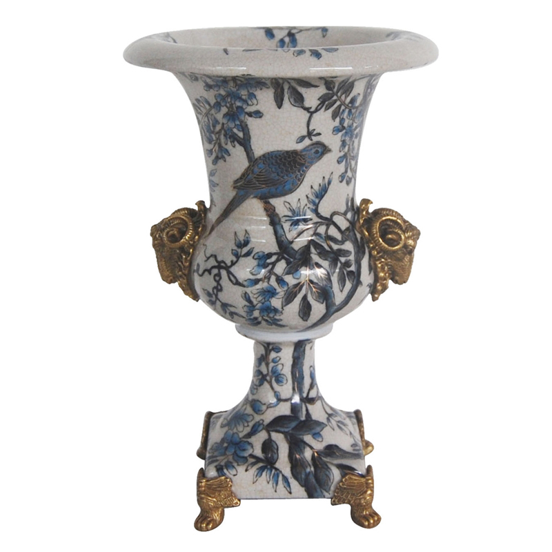 Ваза Bronze Aries Vase Синий Белый Бронза Ваза Bronze Aries Vase Синий Белый Бронза в Орле | Loft Concept