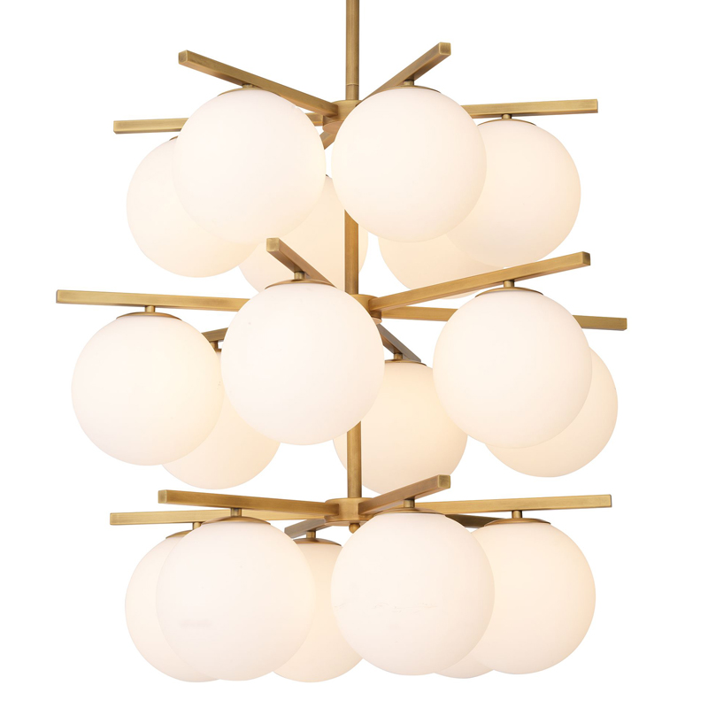 Люстра Eichholtz Chandelier Noa Латунь Античная полированная Белое матовое стекло Люстра Eichholtz Chandelier Noa Латунь Античная полированная Белое матовое стекло в Орле | Loft Concept
