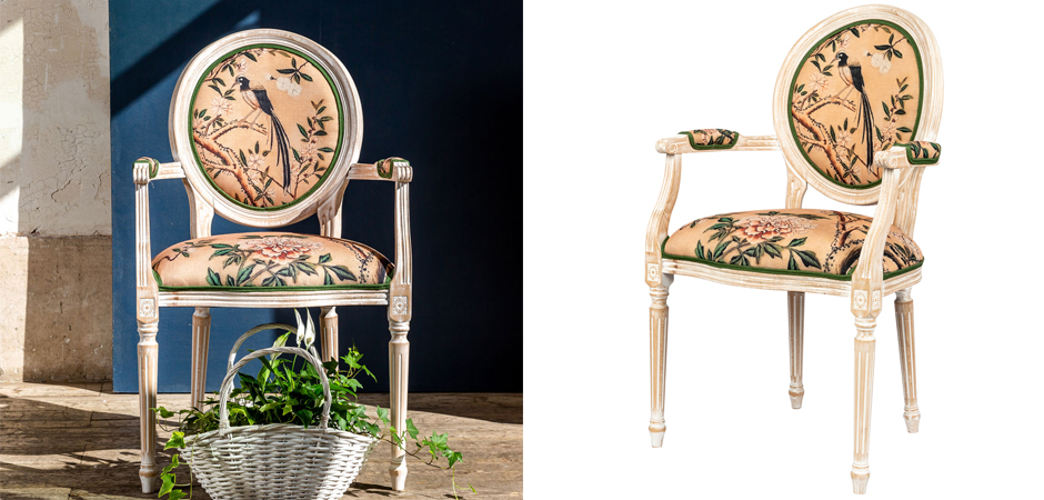 Стул с подлокотниками Beige and Green Chinoiserie Chair Стул с подлокотниками Beige and Green Chinoiserie Chair - Loft-Concept в Орле