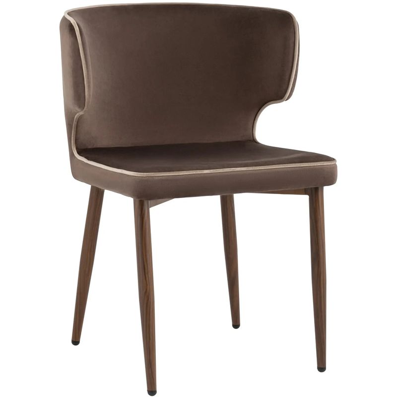 Стул Mateo Chair Коричневый Велюр с Белым Кантом Коричневый Стул Mateo Chair Коричневый Велюр с Белым Кантом Коричневый в Орле | Loft Concept