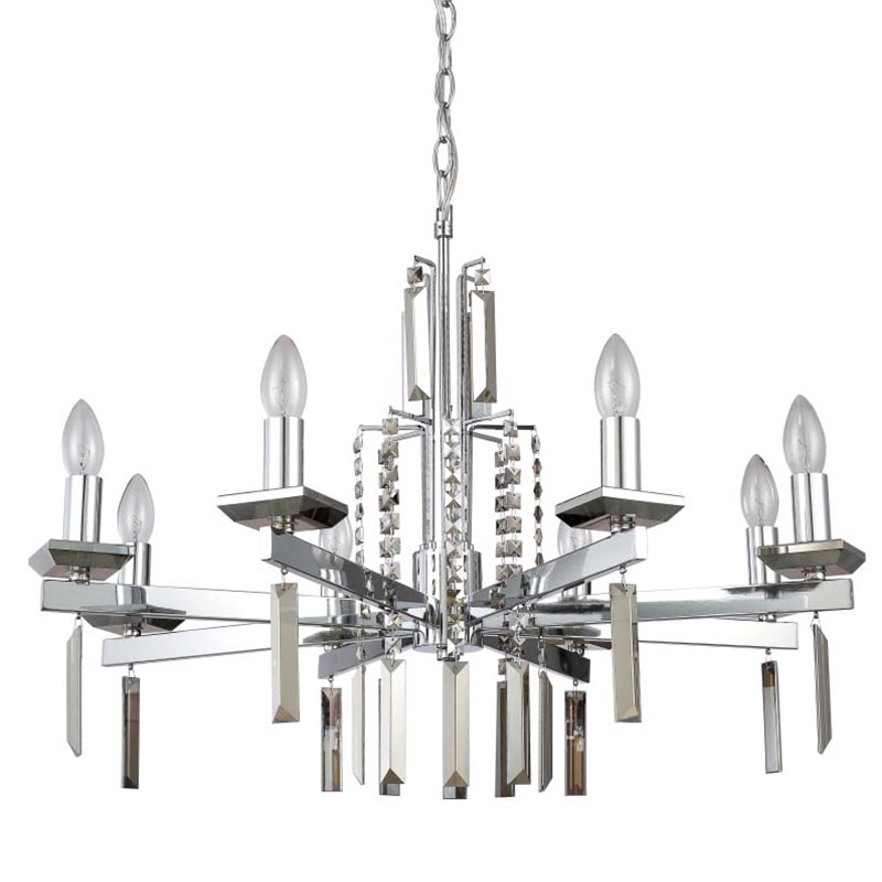 Люстра Vivien Crystal Chrome Chandelier 8 Хром Серый Люстра Vivien Crystal Chrome Chandelier 8 Хром Серый в Орле | Loft Concept