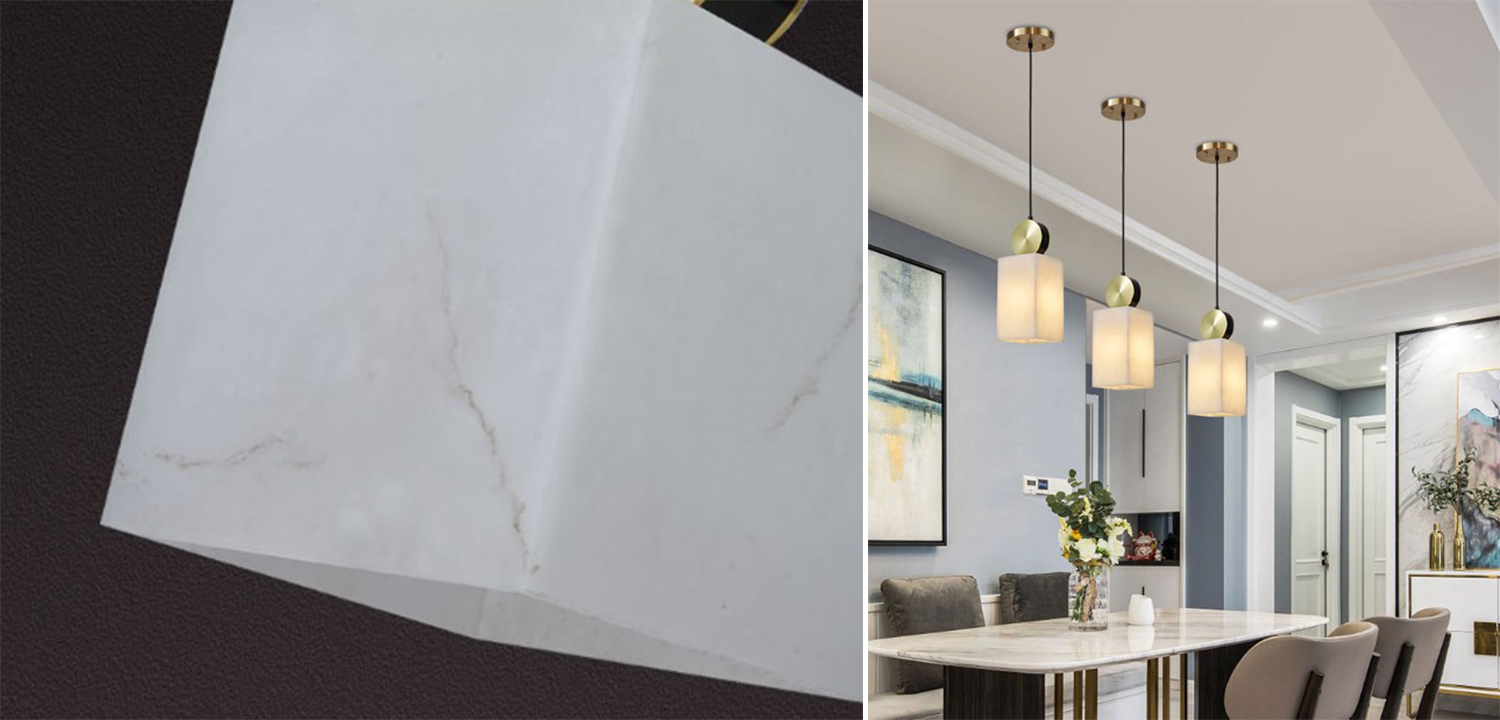 Подвесной светильник с прямоугольным мраморным плафоном Rectangular Marble Shade - фото