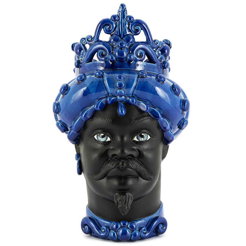Ваза VASE MORO MAN MED. MAT Blue Черный Синий Ваза VASE MORO MAN MED. MAT Blue Черный Синий в Орле | Loft Concept