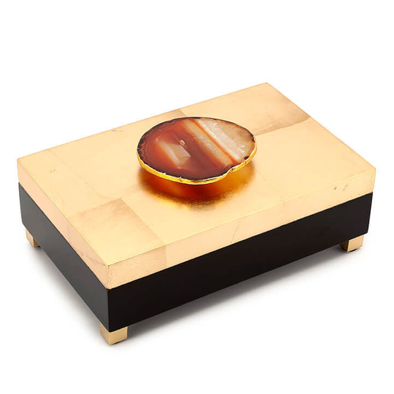 Шкатулка BOX KRIZIA gold with agate Черный Глянцевое золото Коричневый Шкатулка BOX KRIZIA gold with agate Черный Глянцевое золото Коричневый в Орле | Loft Concept